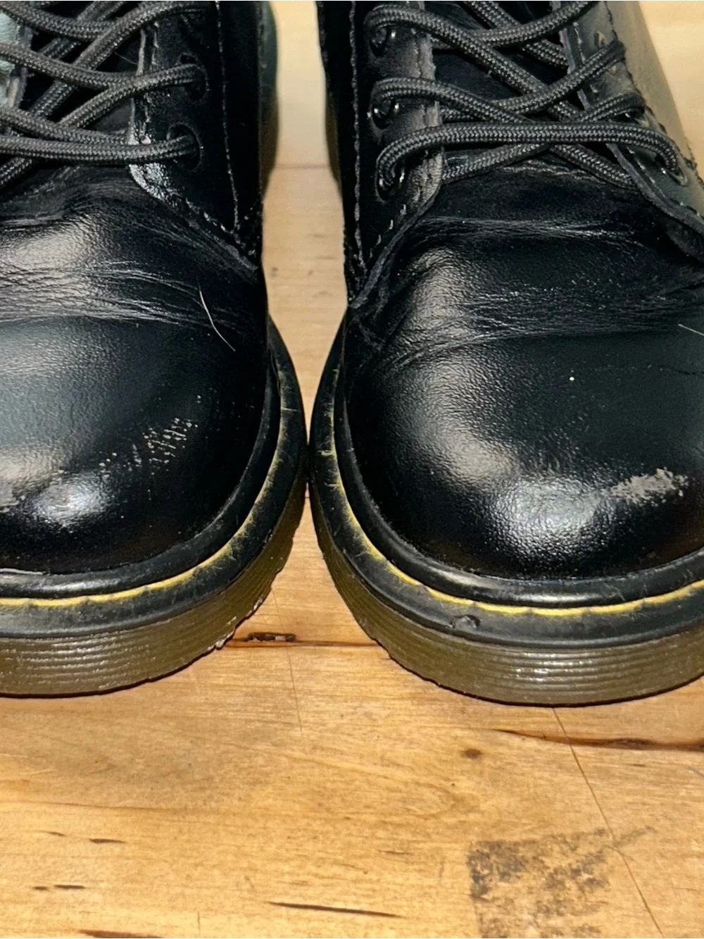 Dr. Martens toddlers Black Leather Combat Ankle Boots Lace-Up Zip US 12